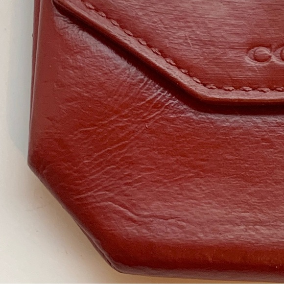 VTG Coach Red Leather Coin Pouch Geometric Envelope Expandable RESTORED 90s Y2K - Picture 2 of 16